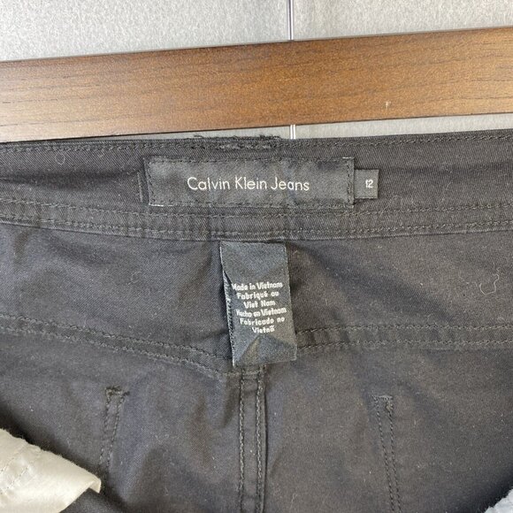 Calvin Klein Jeans Skinny Crop Pants Women's Size 12 Black Cotton Blend New NT - Picture 2 of 13